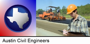 a civil engineer inspecting a road building project in Austin, TX