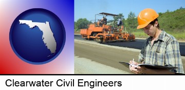 a civil engineer inspecting a road building project in Clearwater, FL
