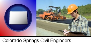 Colorado Springs, Colorado - a civil engineer inspecting a road building project