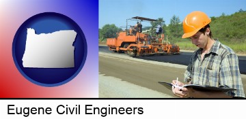 a civil engineer inspecting a road building project in Eugene, OR