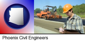 Phoenix, Arizona - a civil engineer inspecting a road building project