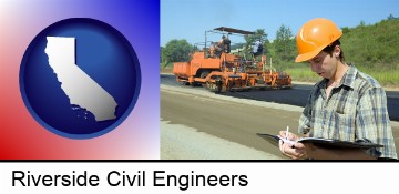 a civil engineer inspecting a road building project in Riverside, CA