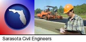 a civil engineer inspecting a road building project in Sarasota, FL