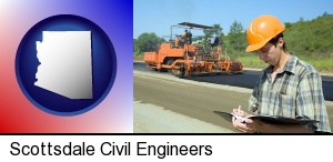 a civil engineer inspecting a road building project in Scottsdale, AZ