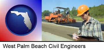 a civil engineer inspecting a road building project in West Palm Beach, FL