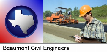 a civil engineer inspecting a road building project in Beaumont, TX