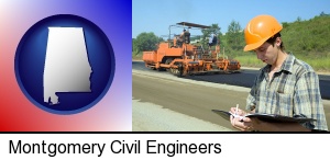 a civil engineer inspecting a road building project in Montgomery, AL