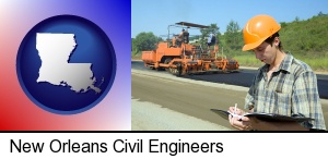 a civil engineer inspecting a road building project in New Orleans, LA